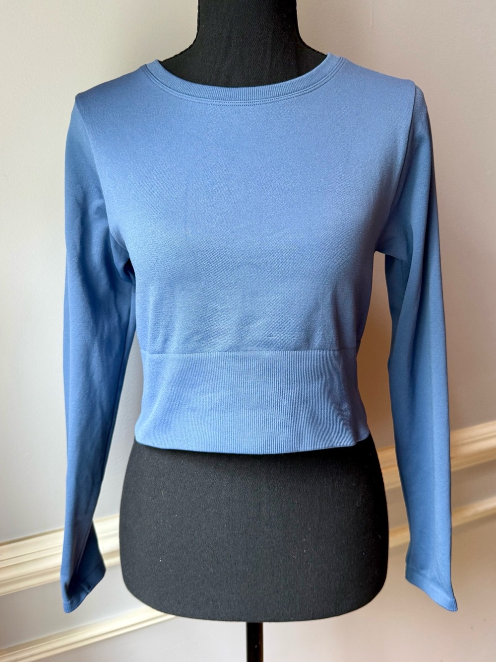 OFFLINE By Aerie Blue Cropped Long Sleeve Active Top Athleisure Medium M